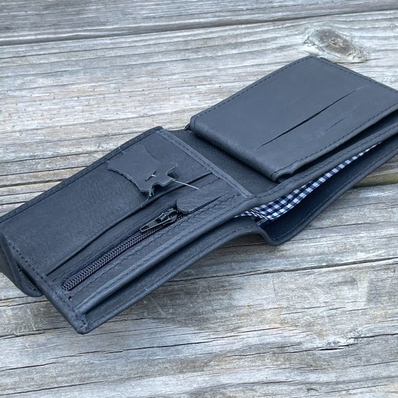 Other - Handmade Genuine Leather Black Wallet Card Holder Purse Bi Fold Purse